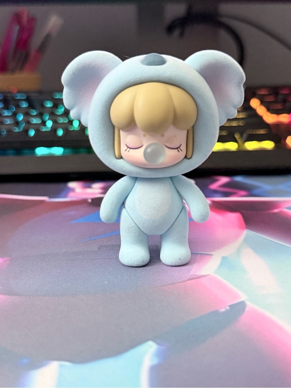 Cute Blue Koala Plush-Style Small Pet Toy Figurine